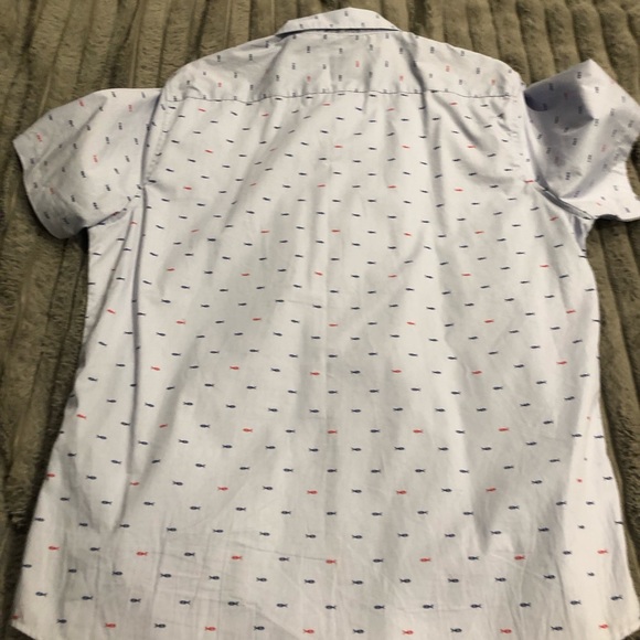 Light Blue button up Fish print all over - Picture 2 of 3